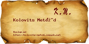 Kolovits Metód névjegykártya